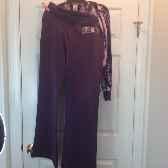 🌹Wow SEXY Purple Tie-Dye Satin Hoody 2-piece 🌹 - Picture 4 of 8